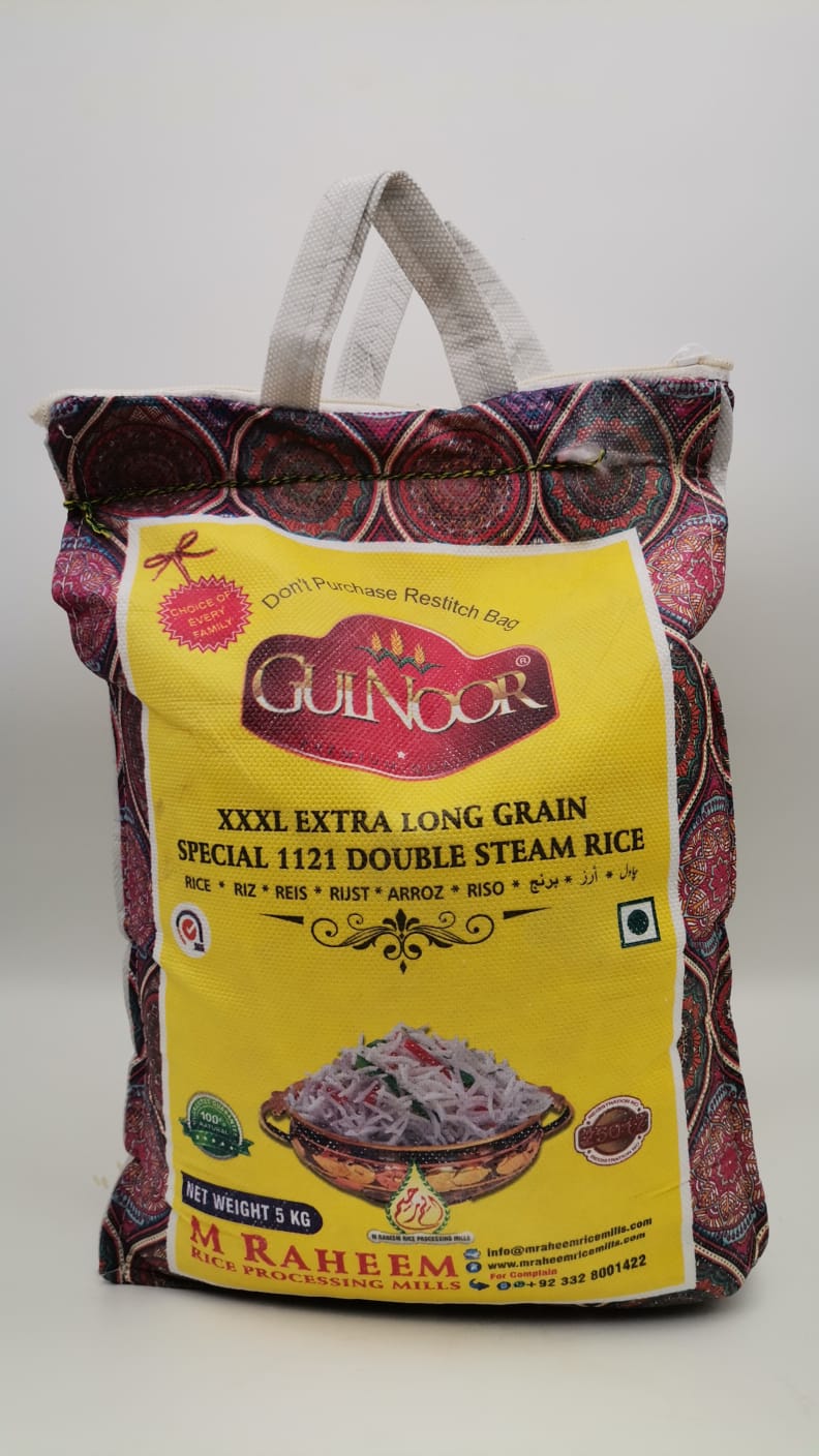 GULNOOR Extra Long Grain Special 1121 Double Steam Rice / Sella Basmati Pirinc 5000g